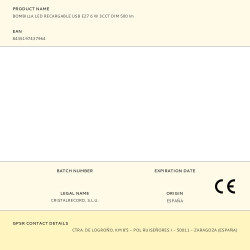 Bombilla led, recargable usb, e27, 6 w, 3cct, dimmable, 500 lm