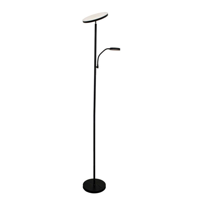 Lámpara de pie led dencel, 30+6 w, 3cct dim 3000 lm, negra, ø25 x 175 cm