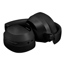 Auriculares plegables negros con bluetooth 6.0, cancelación activa del ruido y micrófono