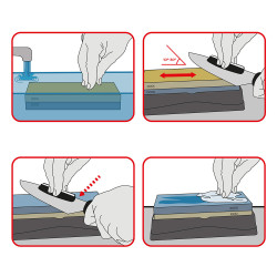 Piedra para afilar 1000/3000 con base, dos guias y rectificador