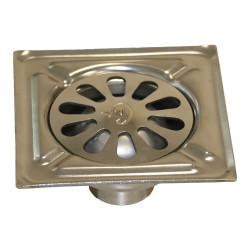 Sumidero de patio, acero inoxidable, marine, 15 x 15 cm