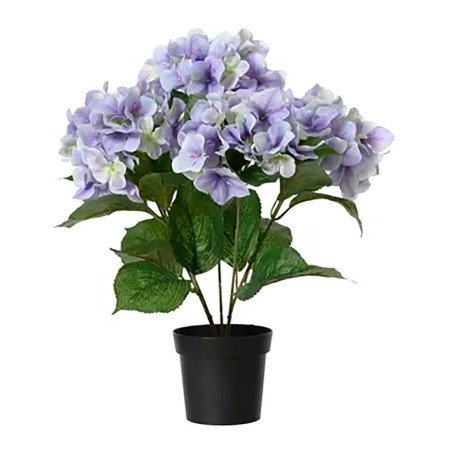Maceta de hortensias lilas de poliéster, ø28 x 46 cm
