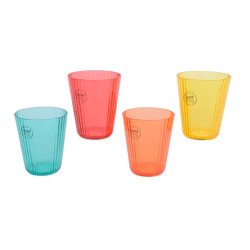 Vaso reutilizable con estampado de rayas, colores surtidos, set de 4 uds