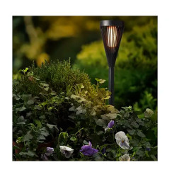 Estaca solar en forma de antorcha 12 leds, negra, ø10 x 46 cm