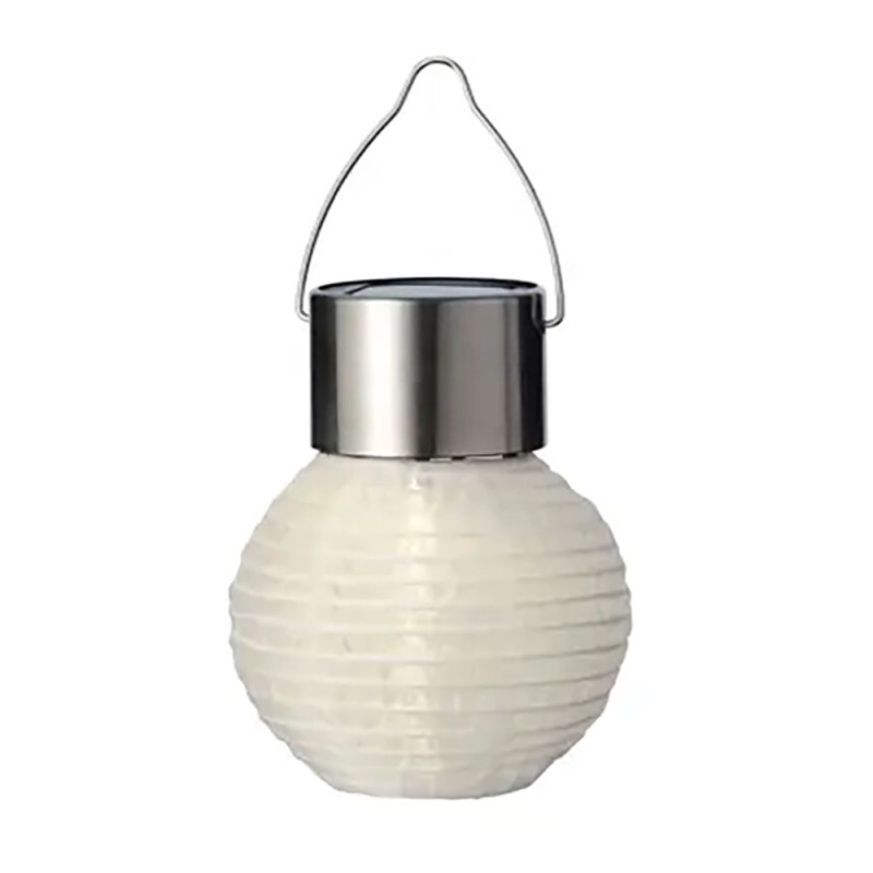 Farolillo blanco redondo solar, ø7 x 9,5 cm