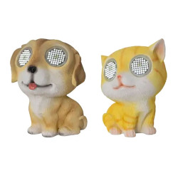 Figura de animal solar, 2 modelo variados perro y gato