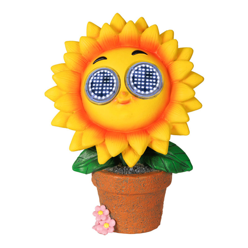 Figura girasol solar amarillo 15,5 x 10,5 x 21,5 cm