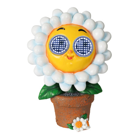 Figura girasol solar blanco / amarillo 15,5 x 10,5 x 22 cm