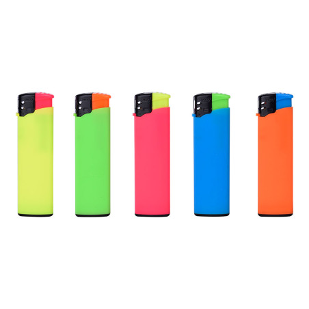 Encendedor electrónico rubber touch, colores surtidos euro/u
