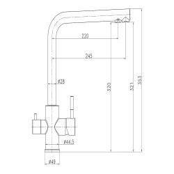 Grifo monomando de cocina caño alto osmosis, inox cepillado, 3 vías