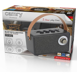Radio fm recargable con bluetooth cr 1902 negra, 16 x 7 x 10,5 cm