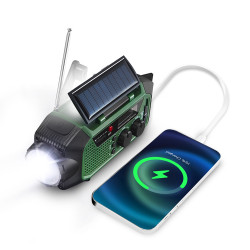 Radio emergencia multifunción solar/dinamo/usb 4000 mah cr1919, verde, 181 x 72 x 82 mm