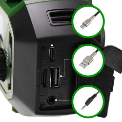 Radio emergencia multifunción solar/dinamo/usb 4000 mah cr1919, verde, 181 x 72 x 82 mm