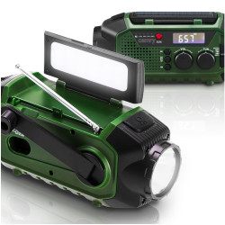 Radio emergencia multifunción solar/dinamo/usb 4000 mah cr1919, verde, 181 x 72 x 82 mm