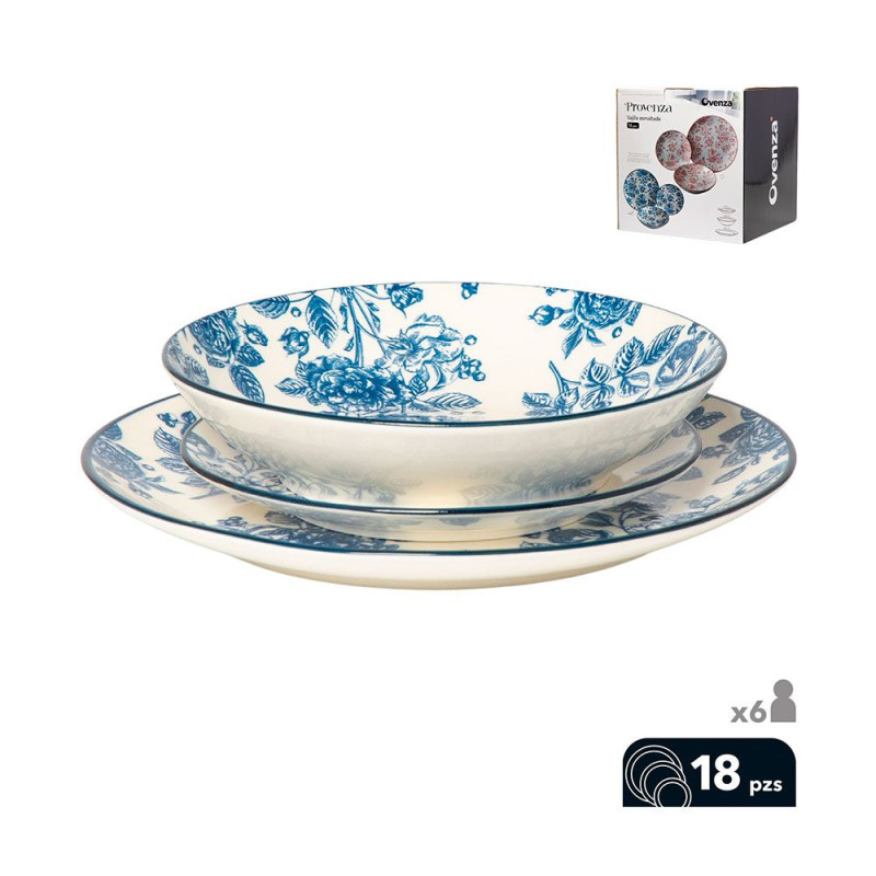 Vajilla 18 piezas, modelo provenza, azul