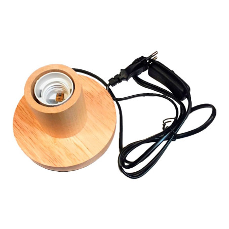 Base de mesa e27, con cable e interruptor, madera, ø120 x 85 mm