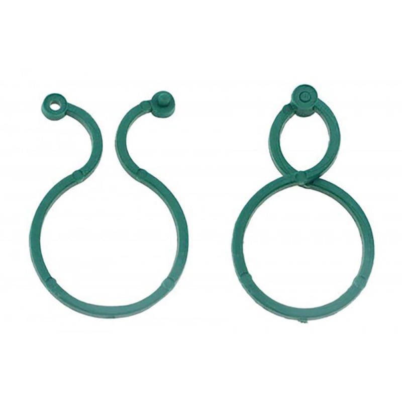 Clips pvc para entutorar pequeños árboles, 4 x 2,7 cm blíster 20 uds