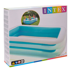Piscina hinchable rectangular pvc con 2 cámaras de aire, depuradora no incluida, 262 x 175 x 56 cm