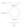 Downlight led empotrable, redondo, 18 w, 3cct, 1820 lm, marco aluminio, ø22,3 cm