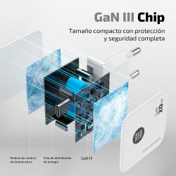 Cargador ultra rápido gan 20 w + cable usb-c a lightning blanco de 1 m