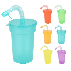Vasos con tapa y pajita colores surtidos 6 uds