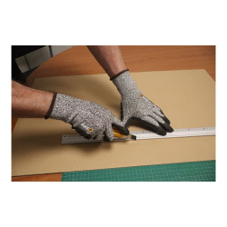 Guante de poliéster / elastano palma poliuretano, resistente al corte t-10