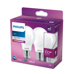 Bombilla estándar led e27, 10,5 w, 1521 lm, 4000k, luz día, 2 uds