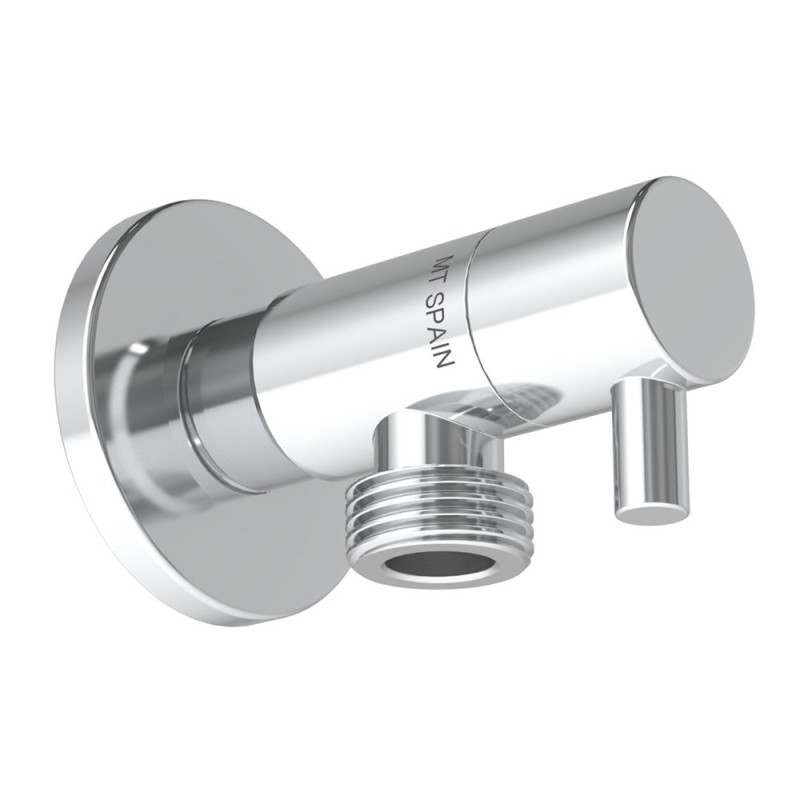 Válvula escuadra modelo deco con mando redondo, silver, ½ x 3/8 pulg