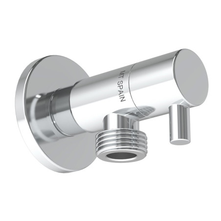 Válvula escuadra modelo deco con mando redondo, silver, ½ x 3/8 pulg