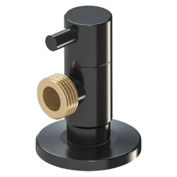 Válvula escuadra modelo deco con mando redondo, negro, ½ x 3/8 pulg