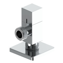 Válvula escuadra modelo deco con mando cuadrado, silver, ½ x ½ pulg