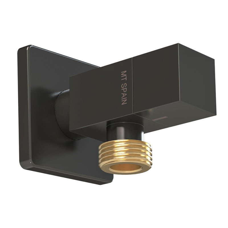 Válvula escuadra modelo deco con mando cuadrado, negro, ½ x ½ pulg