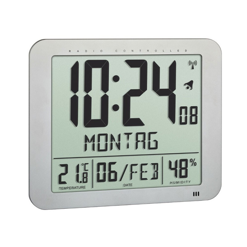 Reloj radio digital de pared, 25 x 3 x 21 cm