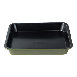 Bandeja cuadrada de acero al carbono, para horno, experto, verde oliva, 26 x 26 x 3,5 cm