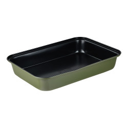Bandeja rectangular de acero al carbono, para horno, experto, verde oliva, 34 x 23,7 x 6 cm
