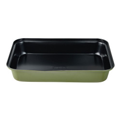 Bandeja rectangular de acero al carbono, para horno, experto, verde oliva, 34 x 23,7 x 6 cm