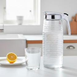 Jarra de cristal con tapa cromada, modelo 1969, 1,4 l