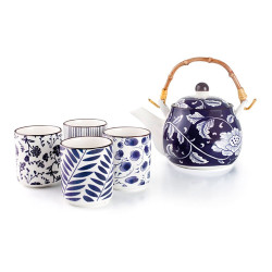 Tetera japonesa con 4 tazas, flora