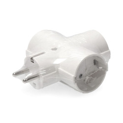 Adaptador triple 2p+t, 16 a 250 v~, blanco, retractilado