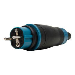 Clavija con t/t 16a 250 v, ip44, negra, máx. 3 x 1,5 mm²