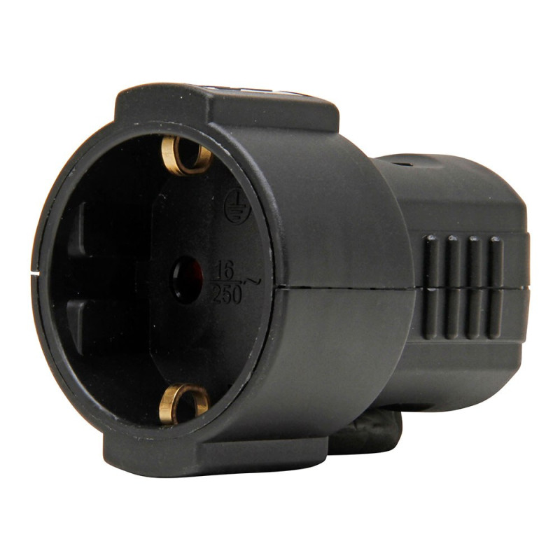 Base aérea 16a 250 v, ip20, negra, máx. 3 x 1,5 mm²