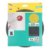 Discos de lijar autoadherentes de rejilla de carburo ø225 mm, grano 120, 5 uds