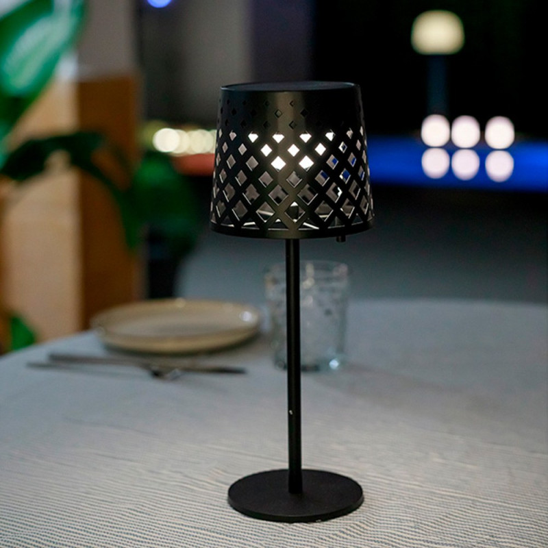 Lámpara solar de sobremesa negra gretita, ø12 x 30 cm