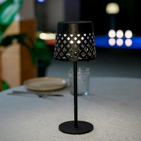 Lámpara solar de sobremesa negra gretita, ø12 x 30 cm