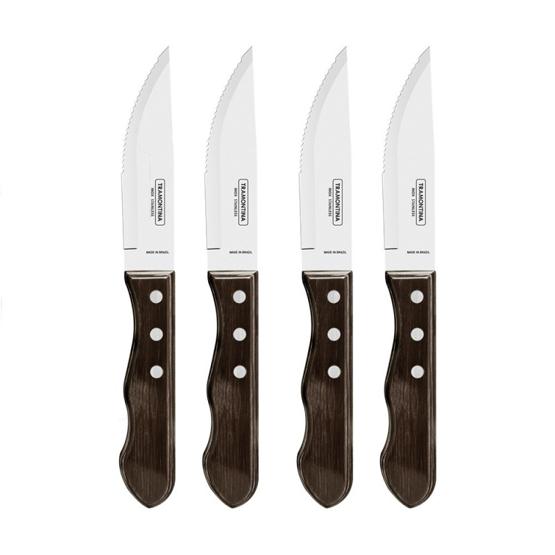 Cuchillos de asado jumbo polywood castaño 12,2 cm, 4 uds