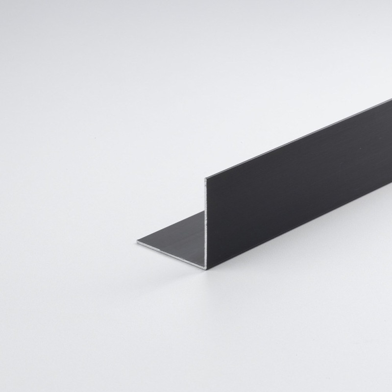 Perfil bricolaje ángulo aluminio negro cepillado 2000 x 20 x 20 mm
