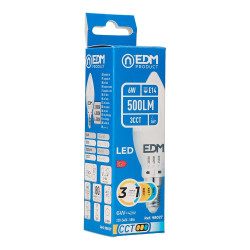 Bombilla vela led b35 e14, 6 w, 500 lm, 3cct, ø35 x 106 mm