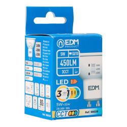 Bombilla dicroica led gu10, 5 w, 450 lm, 3cct, ø50 x 62 mm