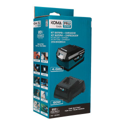 Pack batería li-ion 20 v 4.0 ah (08771) + cargador 20 v 60 w (08772)