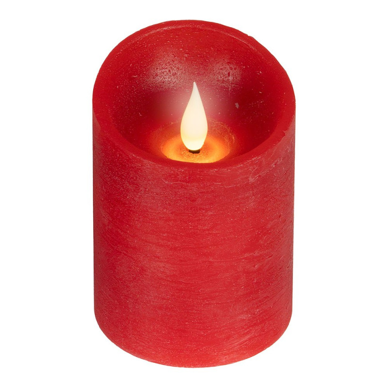 Vela de cera led, con parte superior curva, color rojo ø7,5 x 10,5 cm